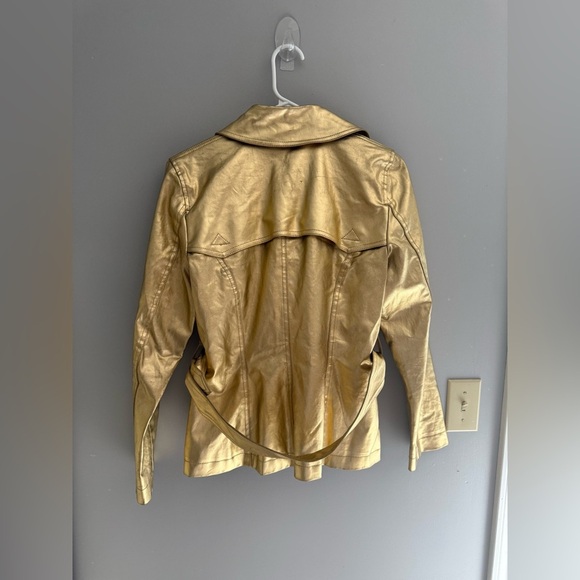 Ralph Lauren Metallic Gold Double Breasted Belted Twill Trench Coat Womens SZ MP - Picture 7 of 9